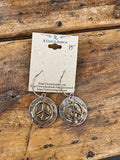 Mixed-Metal Peace Sign Medallion Hoop Earrings