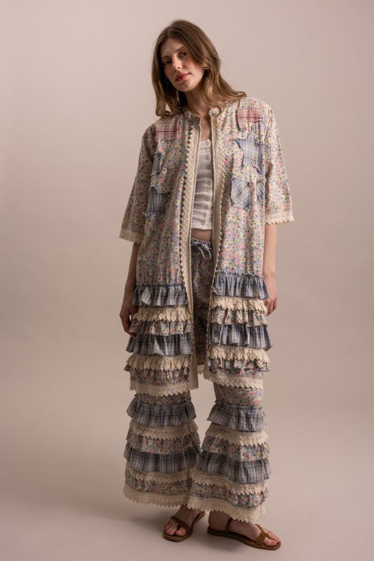 Full-length view of matching Peace and Patchwork set