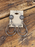 Silver-Tone Concho & Double Barbed Wire Teardrop Earrings