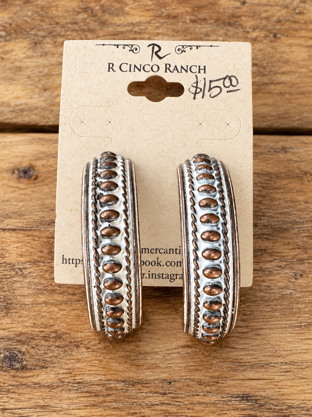 Silver & Copper-Tone Studded Hoop Earrings