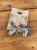 Silver-Tone Donkey Head Hoop Earrings