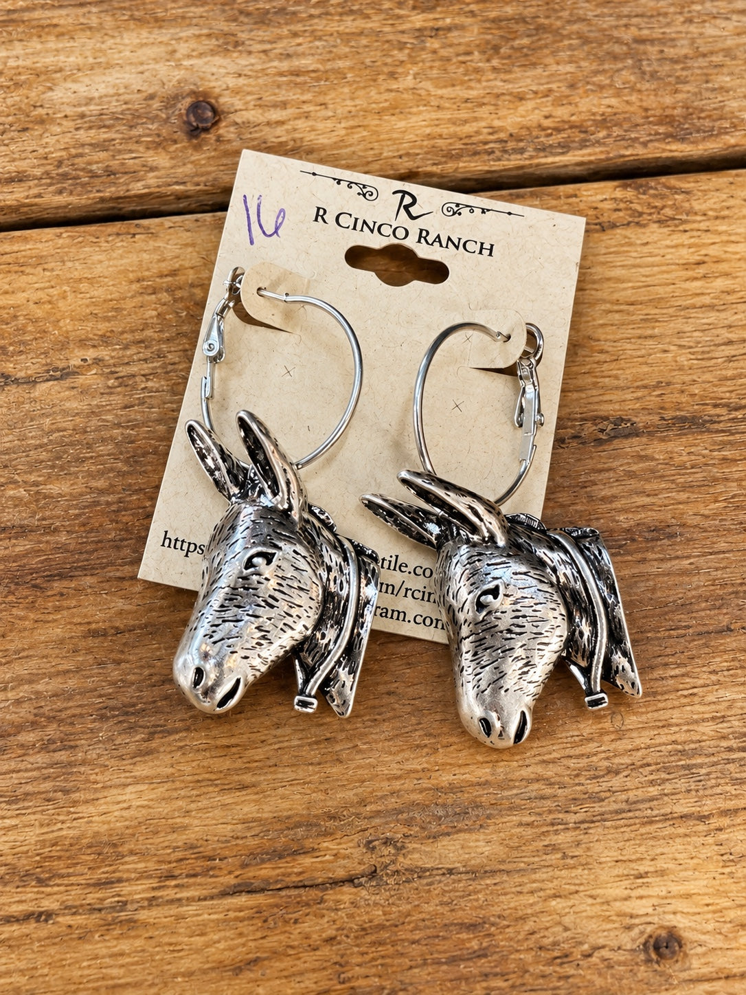 Silver-Tone Donkey Head Hoop Earrings