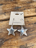 Silver-Tone Puffy Star Hoop Earrings