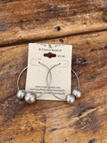 Silver-Tone Double Bead Hoop Earrings