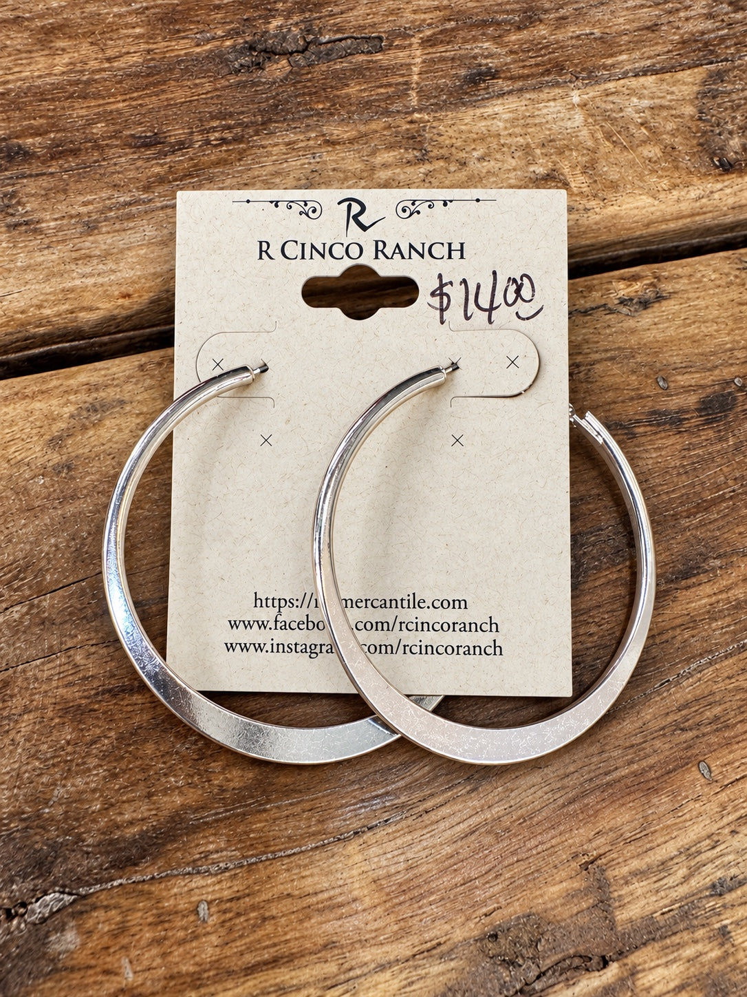 Silver-Tone Tapered Oval Hoop Earrings