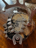 Silver-tone western floral squash blossom necklace with large naja pendant