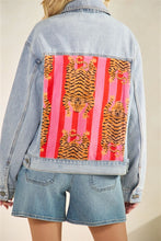 Back view showing pink striped tiger velour-textured patch