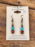 Turquoise & Amber-Color Beaded Drop Earrings