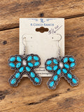 Turquoise & Crystal Bow Statement Earrings