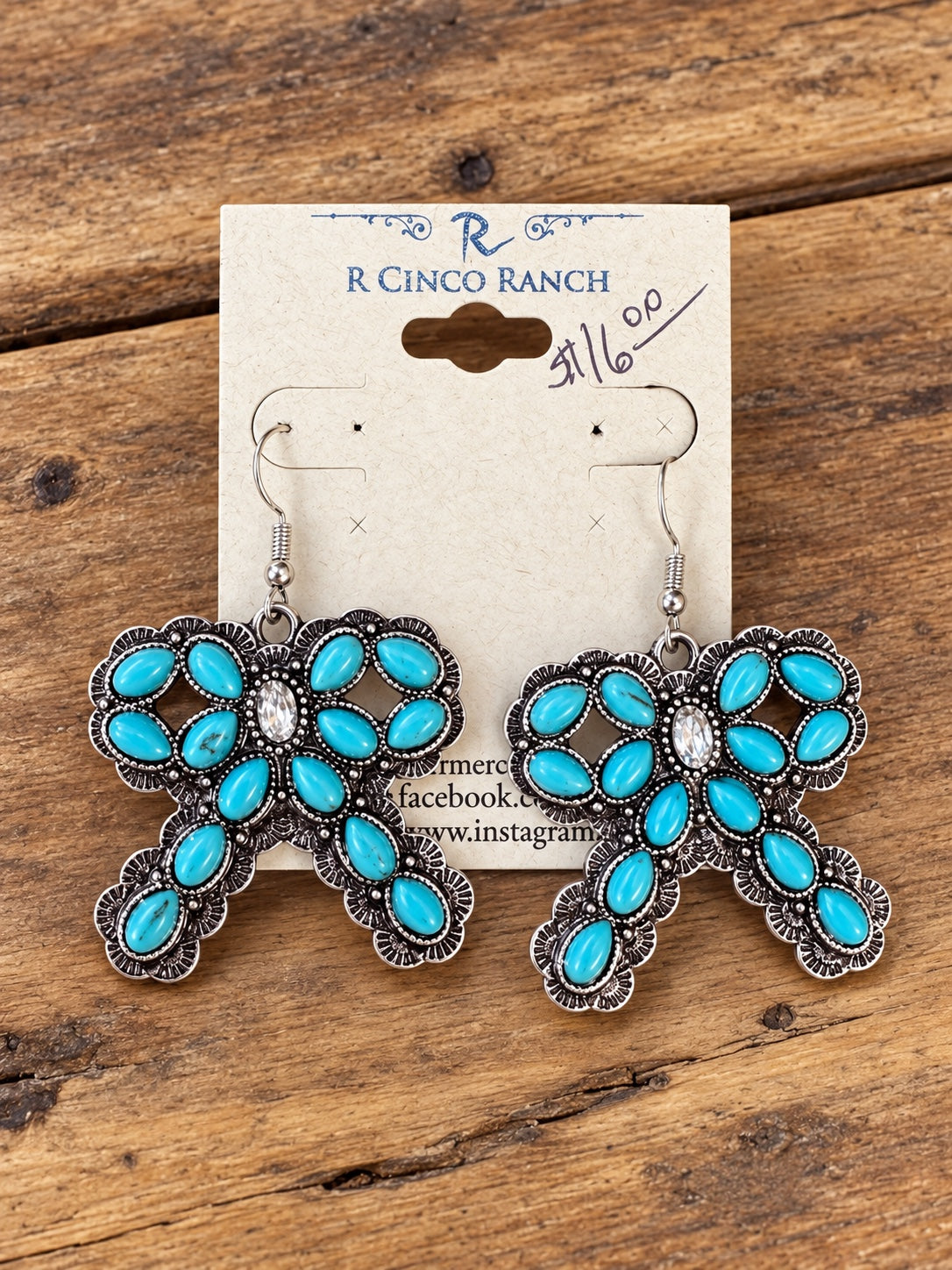 Turquoise & Crystal Bow Statement Earrings