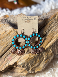 Turquoise statement hoop earrings with floral drops