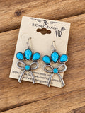 Turquoise Teardrop & Silver-Tone Bow Earrings