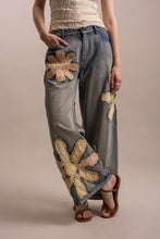 Wildflower patchwork wide-leg denim pants front view