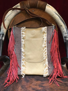 Free Spirit Vintage Saddle Blanket & Leather Fringe Handbag F