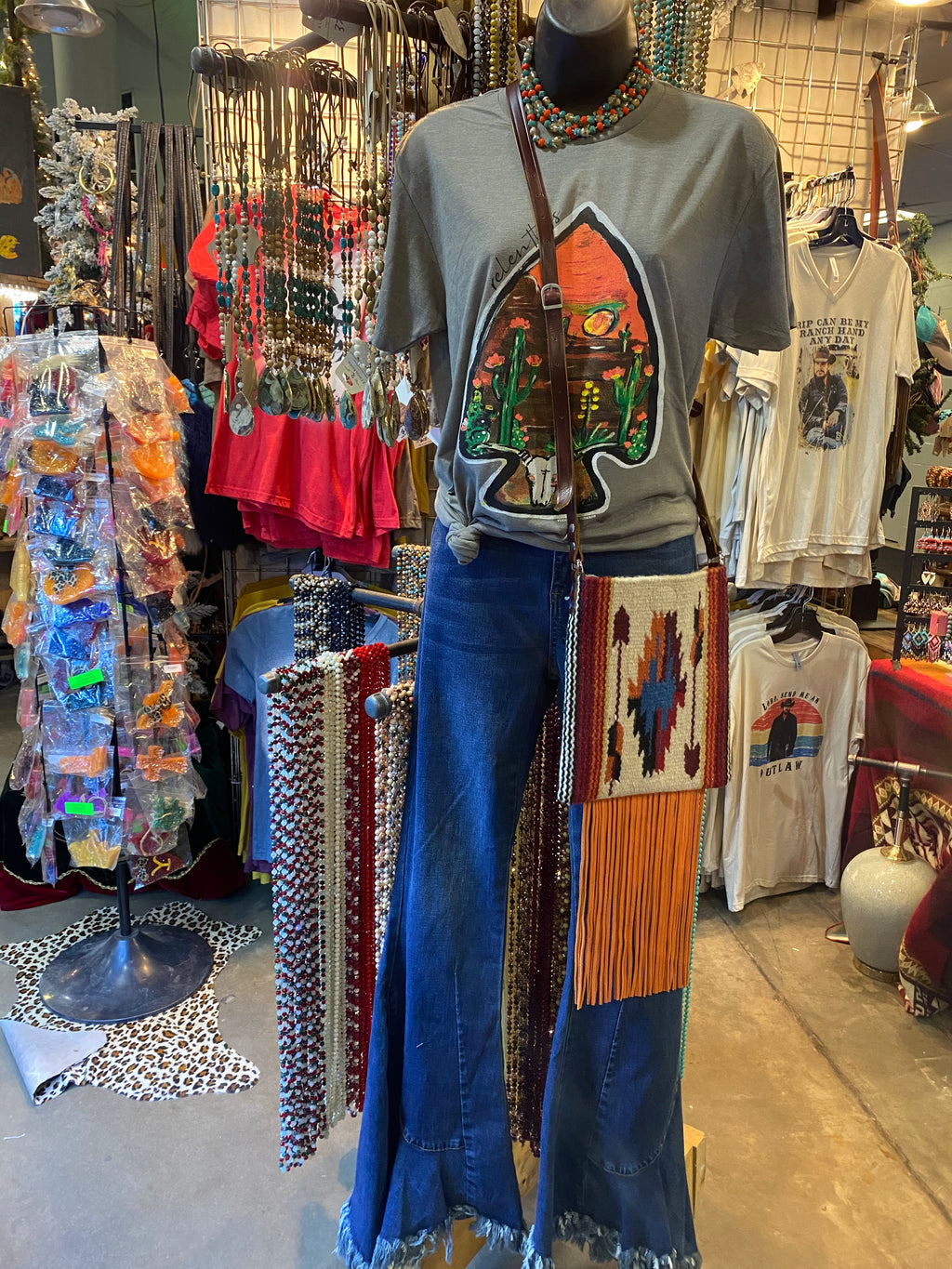 Spirit of the South Saddle Blanket & Leather Fringe Crossbody NN