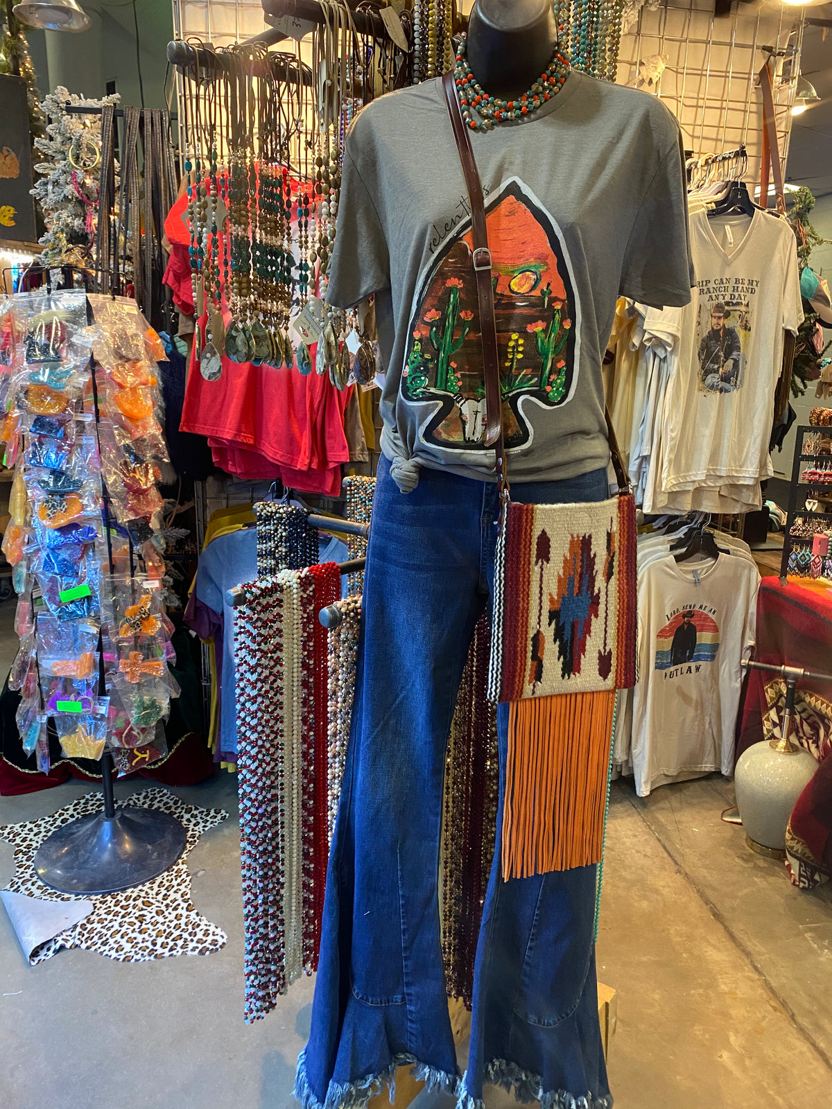 Spirit of the South Saddle Blanket & Leather Fringe Crossbody NN