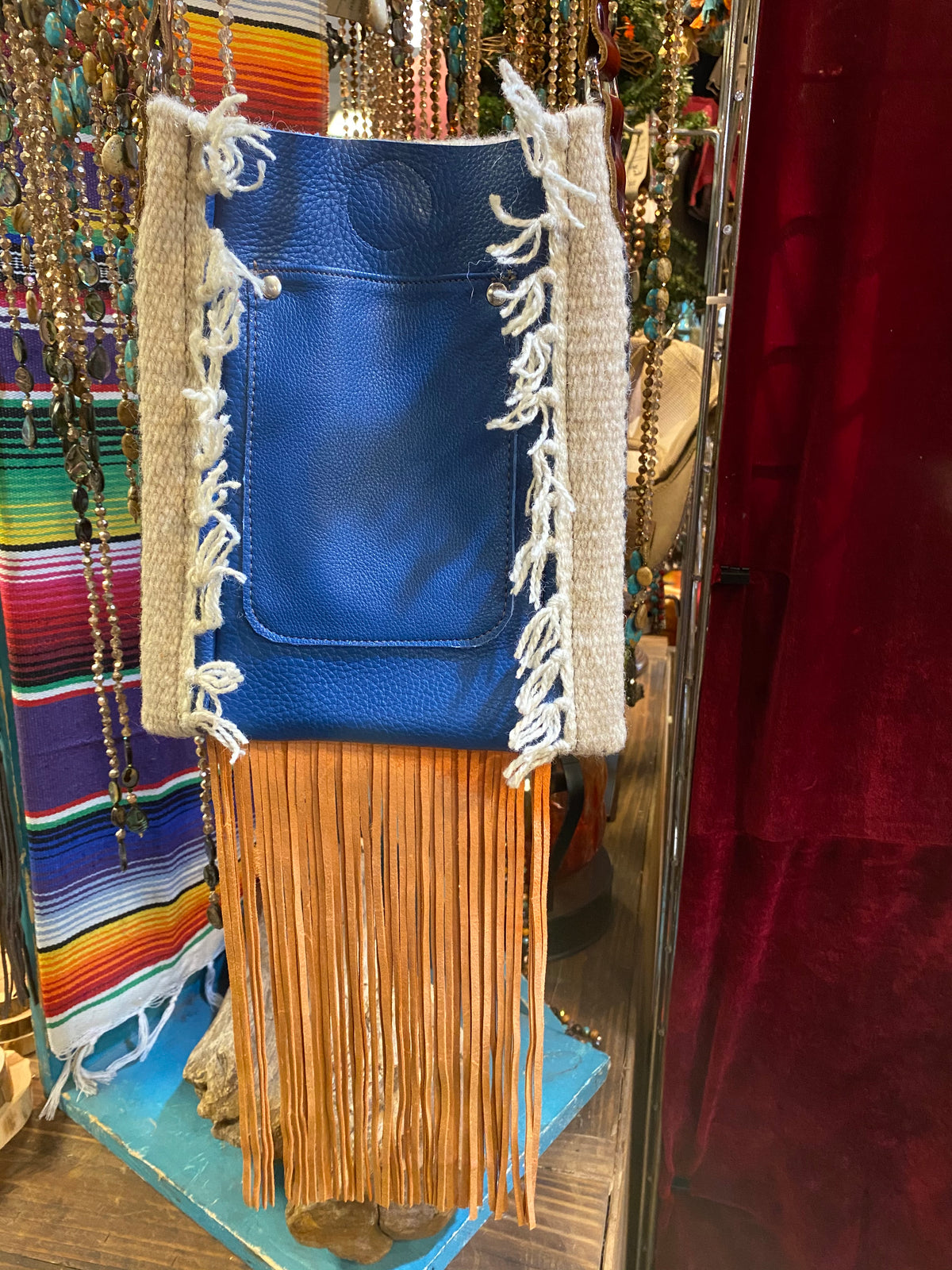 Spirit of the South Saddle Blanket & Leather Fringe Crossbody NN