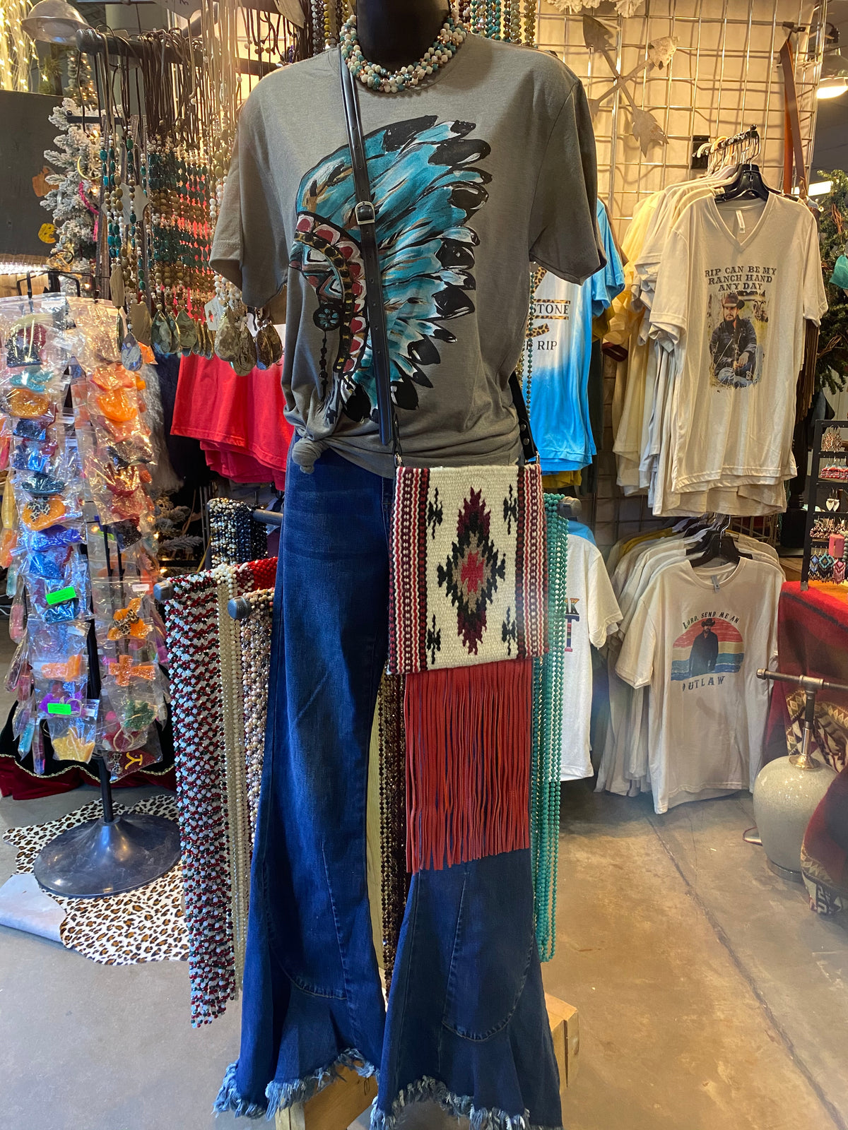 Spirit of the South Saddle Blanket & Leather Fringe Crossbody MM