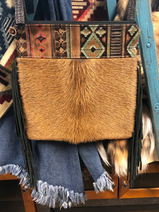 Wilder Upside Downtown (Body) Navajo Santa Fe Embossed leather and  Blonde Hair on Hide Crossbody