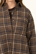 Got Me Moving  Navy & Brown Flannel Oversized Shirt