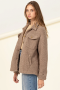Winter Bliss Mocha Button Down Jacket