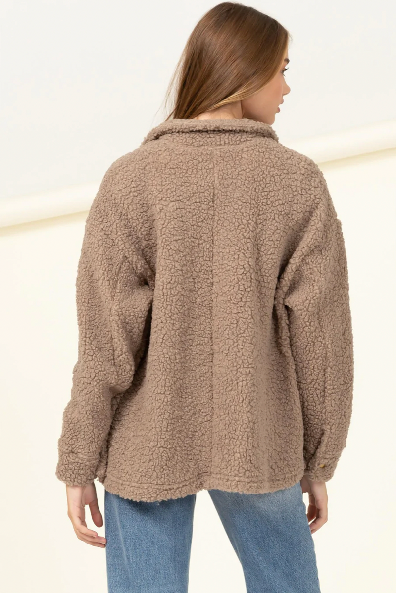 Winter Bliss Mocha Button Down Jacket