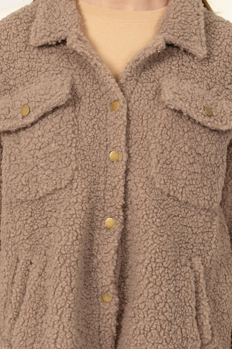 Winter Bliss Mocha Button Down Jacket