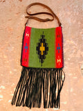 Santa Fe Vintage Saddle Blanket & Leather Fringe Handbag K
