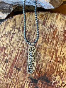 Feather Abalone and Silver Necklace