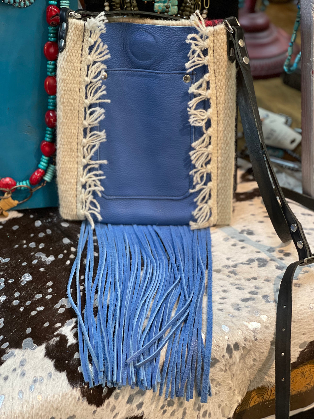 Spirit of the South Saddle Blanket & Leather Fringe Crossbody KK