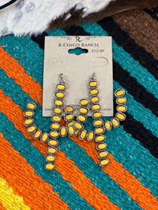 Mustard Colored Stone Cactus Dangle Earrings