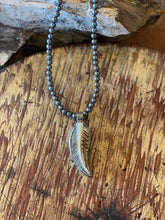 Charcoal Feather and Silver Necklace