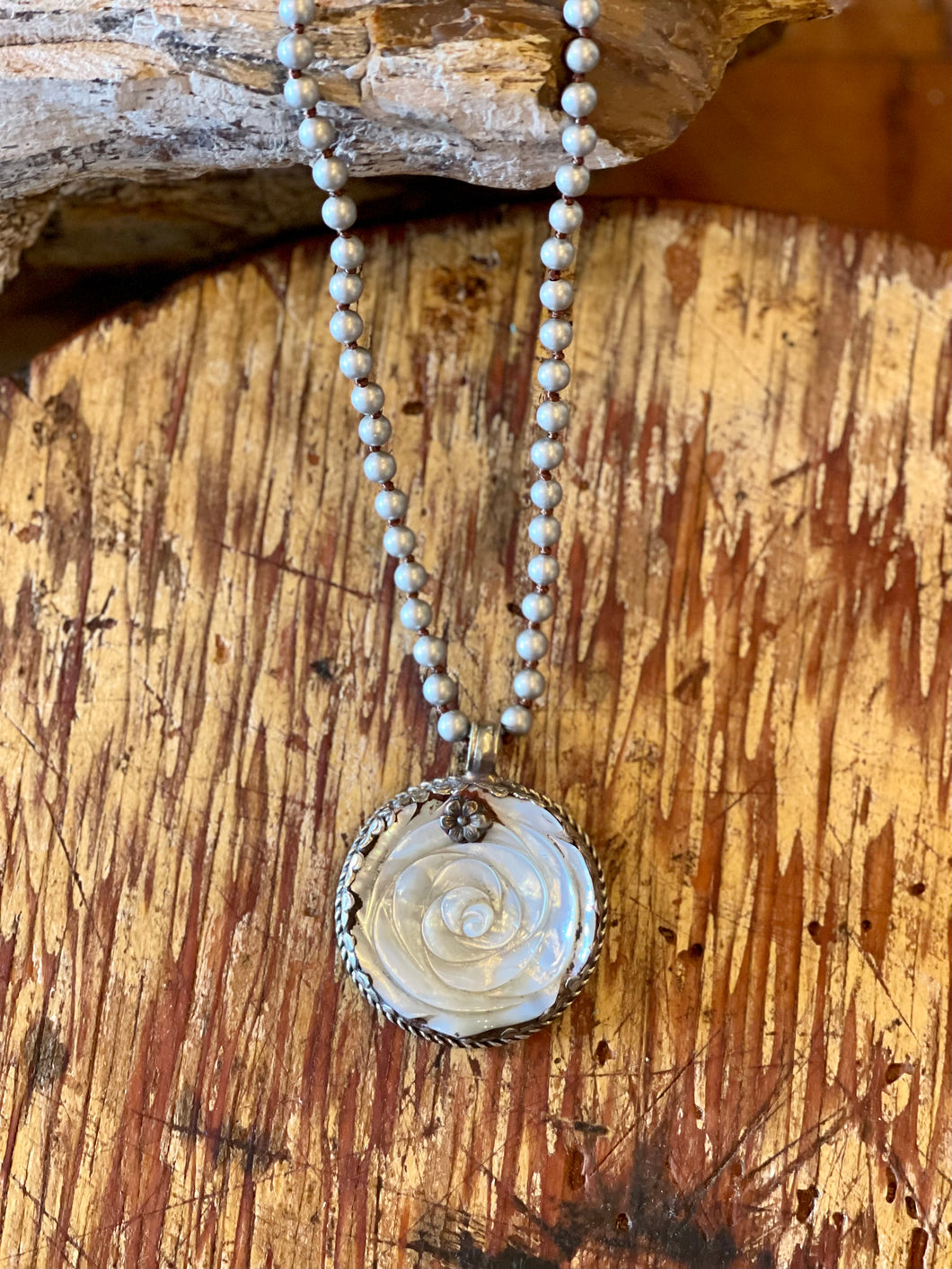 Mother of Pearl and Silver Necklace