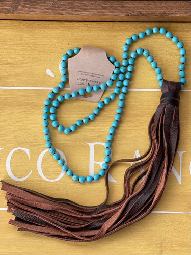 Turquoise Fringe Tassel Necklace