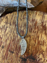 Charcoal Feather and Silver Necklace