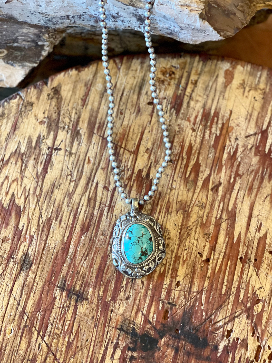 Framed Turquoise Silver Necklace