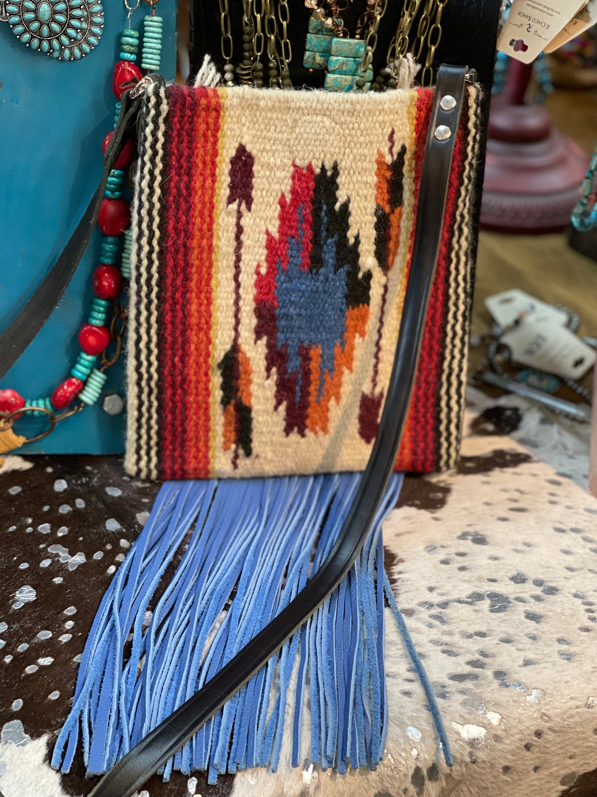 Spirit of the South Saddle Blanket & Leather Fringe Crossbody KK