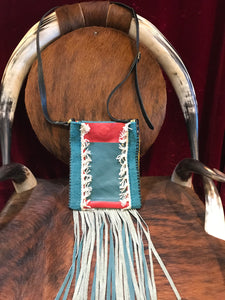 Spirit of the South Saddle Blanket & Leather Fringe Crossbody with Tooled Leather Strip AA