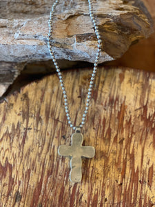 Square Turquoise Cross Silver Necklace