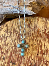 Square Turquoise Cross Silver Necklace