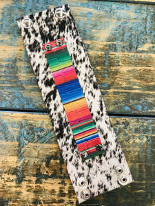 S&P Hair On Leather Cuff w/ Serape Accent Wide
