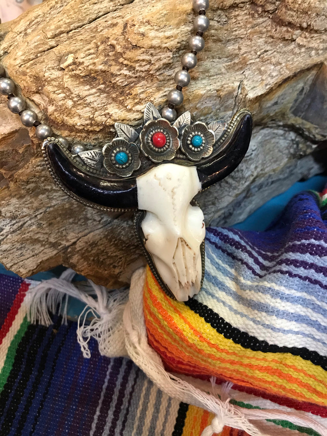 Tibetan & Flowers Necklace with Genuine Stones