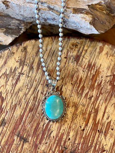 Oval Turquoise Silver Necklace