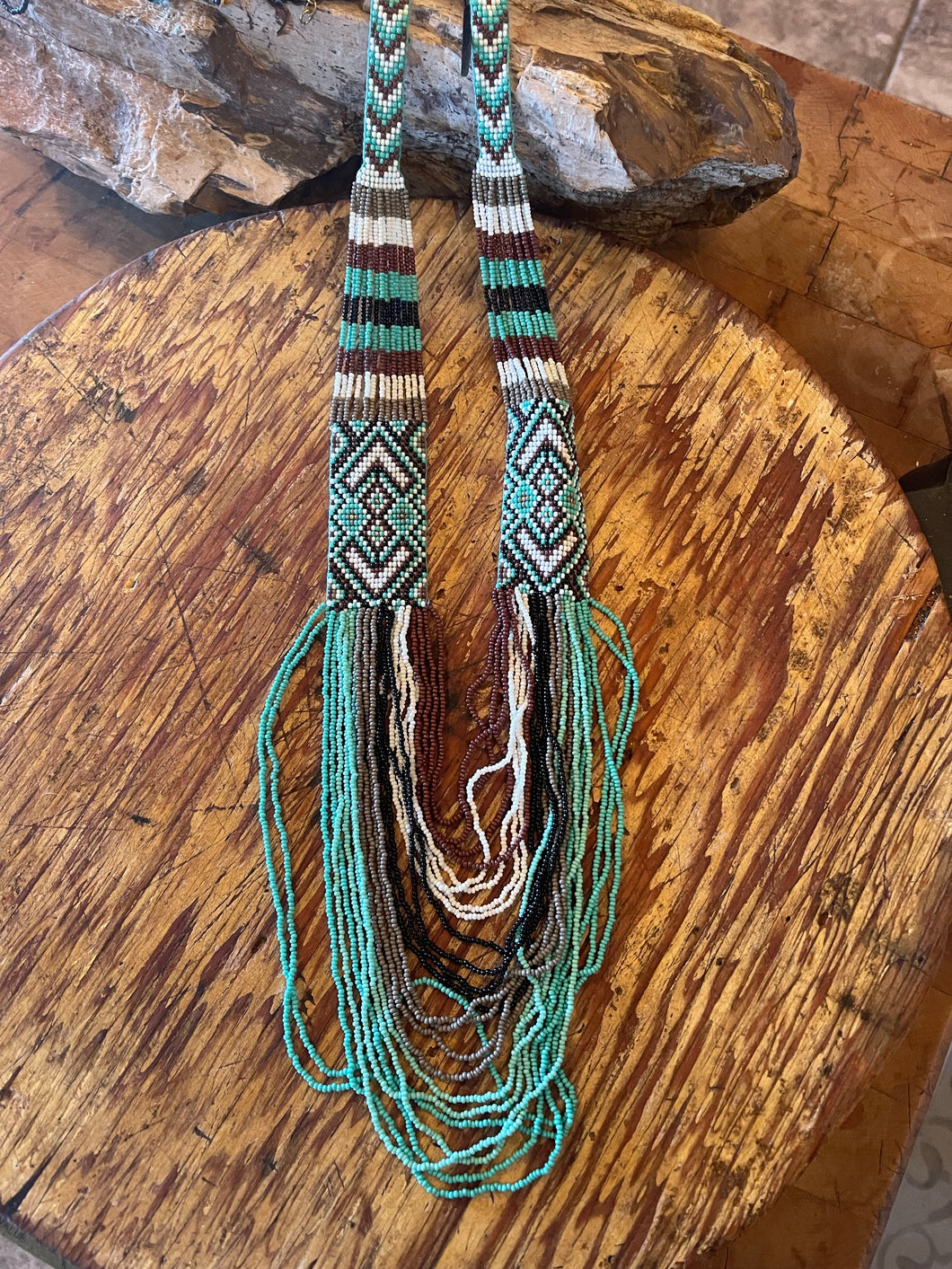 Turquoise Aztec Beaded Necklace
