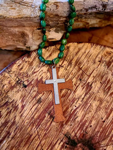 Turquoise Bronze Cross Necklace