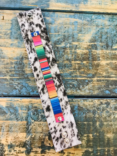 S&P Hair On Leather Cuff w/ Serape Accent Narrow
