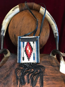 Spirit of the South Saddle Blanket & Leather Fringe Crossbody with Tooled Leather Strip HH